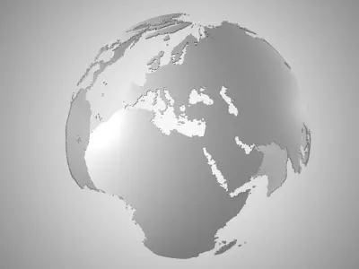 Grey Globe Shell Planet Earth  3D model
