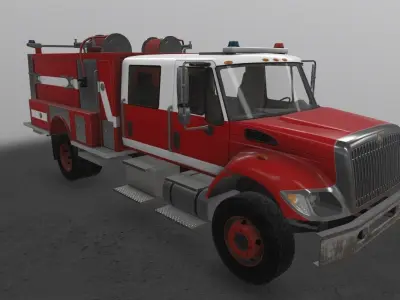 Fire Truck Red Low-poly 3D model