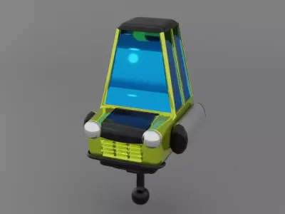 future green car Low-poly 3D model