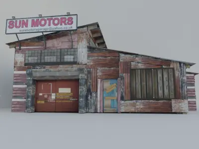 Shanty Garage Sun Motors Free low-poly 3D model