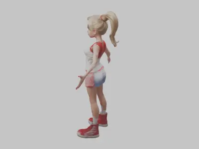 Blonde Woman Stylized Toon Character Low-poly 3D model