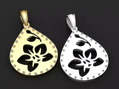 gold teardrop pendant  3D printable model  3D print model