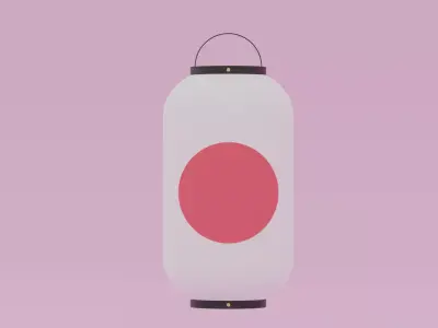 Japanese Paper Lantern Low-poly 3D model