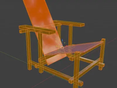 Red and Blue chair Low-poly 3D model