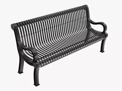 Outdoor Vertical Slat Bench with Arms 3D model