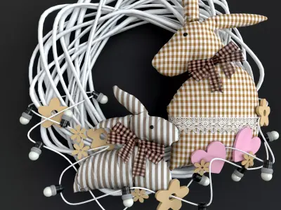 Wreath bunny rabbit in 3D model