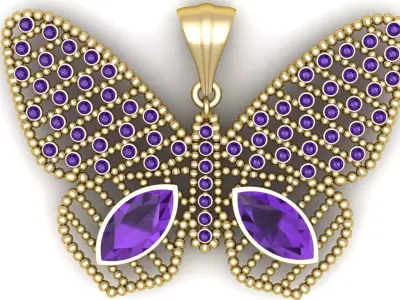 Elegant Butterfly Pendant 3D Printable Model 3D print model