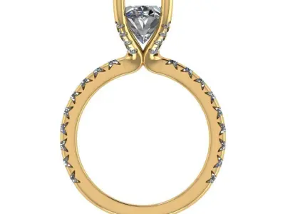 Oval cut solitaire diamond ring with matching band 3D print model