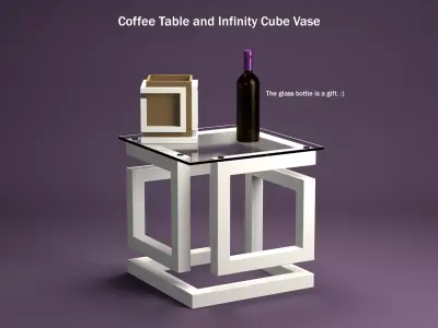 Coffee Table and Infinity Cube Vase 3D model