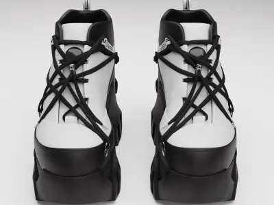 Sneakers Swear on platform Black Low-poly 3D model
