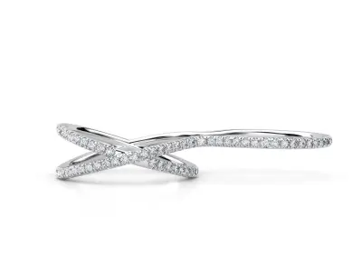 R RA03 diamond ring with two rows of diamonds 3D print model