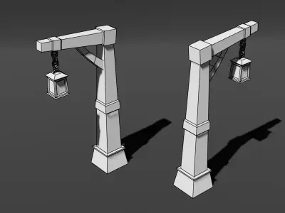 Stylized Lamp Post Free low-poly 3D model purchase