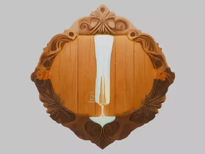 Highly Polished Wooden Carving Low-poly 3D model