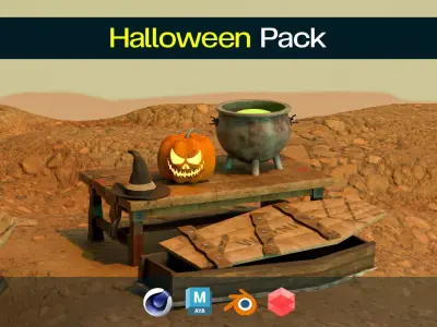 Halloween Game Assets Pack  Low Poly 3D Models for Games Low-poly 3D model