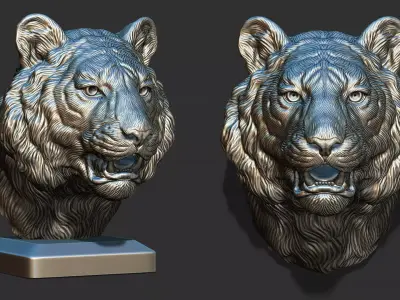 Tiger bust 3D print model