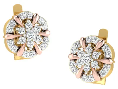 Solitaire Women Stud Earring 3dm STL OBJ FBX Render Details 3D print model