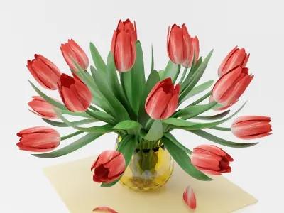 Tulips Vase Low-poly 3D model purchase