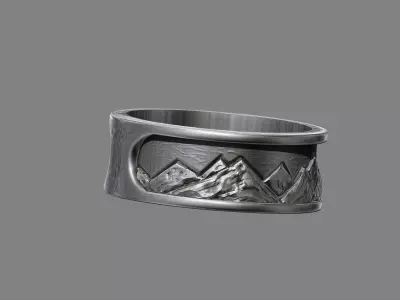 Sky Mountains Rock landscape Nature Wedding Ring 3D print model