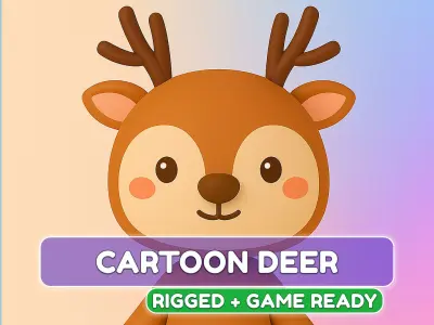 Cartoon Deer character 3d  Low-poly 3D model