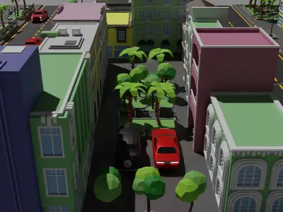 Low-Poly beatch city Low-poly 3D model
