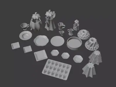 Dollhouse tableware set 3D print model