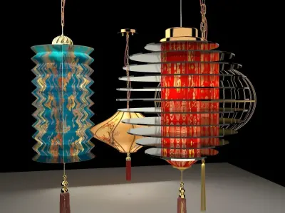 Chinese red lantern  Low-poly 3D model
