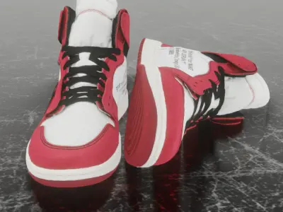 AIR JORDAN 1 OFF WHITE CHICAGO 3D SHOES Low-poly 3D model