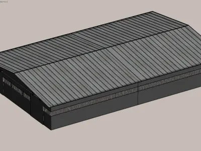 Large industrial warehouse structure 3D model