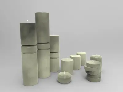 Candles Collection set of glass candle holders Low-poly 3D model