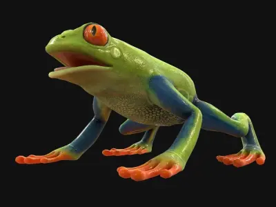 Frog Green Low-poly 3D model