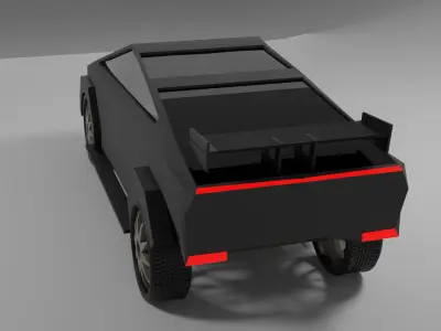 Stylized Tesla Cybertruck Police Edition  Low Poly 3D Model Low-poly 3D model