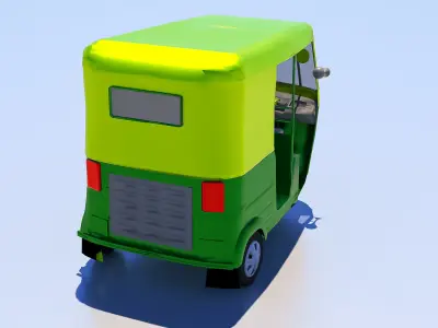 high poly Tuk Tuk auto Rickshaw Driver 3D Low-poly 3D model