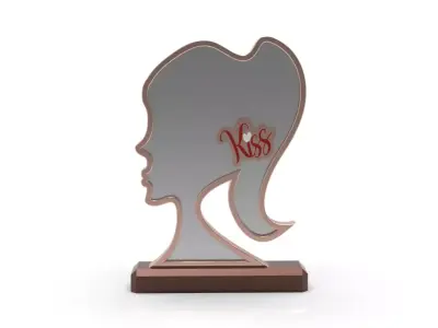 New  Desktop Mirror Design - framed and on a stand - Miss Kiss Low-poly 3D model