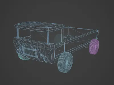 Wooden Retro Toy Truck in Dust 3D model