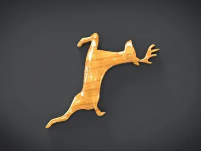 Wooden Deer shaped decoration Low-poly 3D model