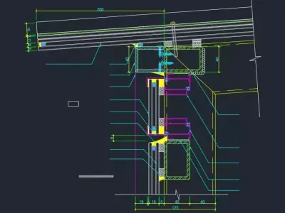 glass curtain wall details and section drawings 3D model