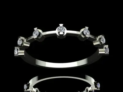 Luxury Half Round Diamond Golden Ring 3D print model