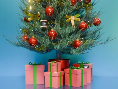 Christmas Tree 3D - Realistic PBR Model - 8K Atlas 239 cm 3D model