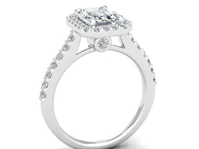 Luxury Engagement Diamond ring emerald 3D print model