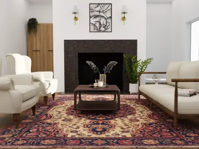 Living Room Interior Scene 01 Low-poly 3D model