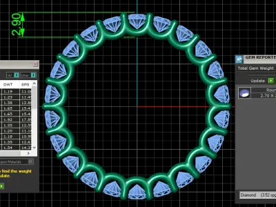 U Shaped Eternity Ring 2 point 7 mm stone size swiss 11 and EU51 3D print model