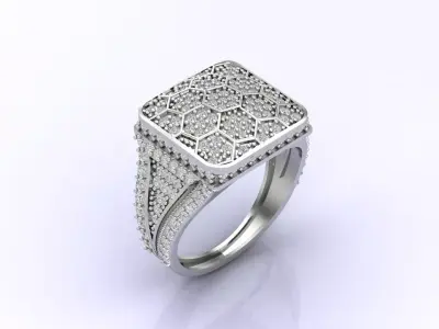 Print Ready STL 3DM  Gents Rings Diamond Men Ring  3D print model 242