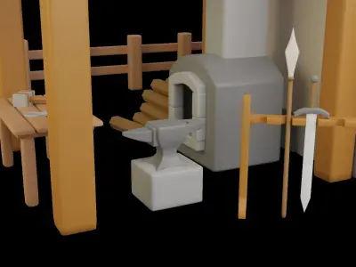 Low poly Blacksmith House Free low-poly 3D model