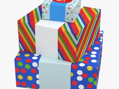 Hallmark Gift Boxes with Wrap Bands 3D model