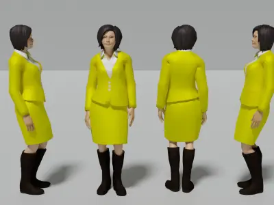 Office Female Character Humanoid Rigged Low-poly 3D model