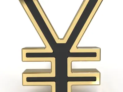 Yen symbol stud earring enamel ready 3D print model