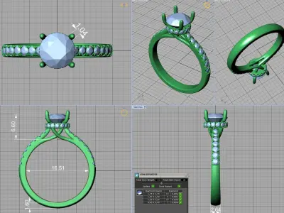 Diamond Trellis Engagement ring  1ct Round Stone 3dmodel  3D print model