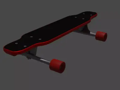 Longboard skateboard with wheels 3D model