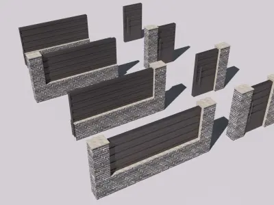 Modern fence 3D model Free 3D model