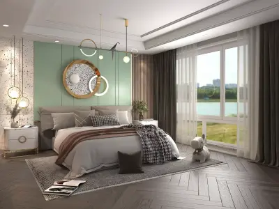 Modern Bedroom Scene 20 3D model